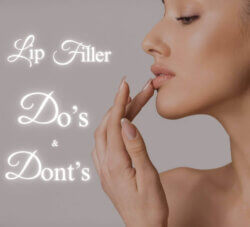 Woman touching lips after lip filler in Clapham Common