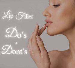 Woman touching lips after lip filler in Clapham Common