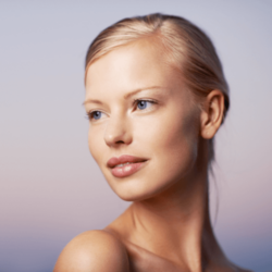 Woman with smooth skin after botox injections